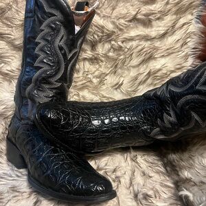 Men's DAN POST CAIMAN & LEATHER Western Boots-black-Sz 8 D